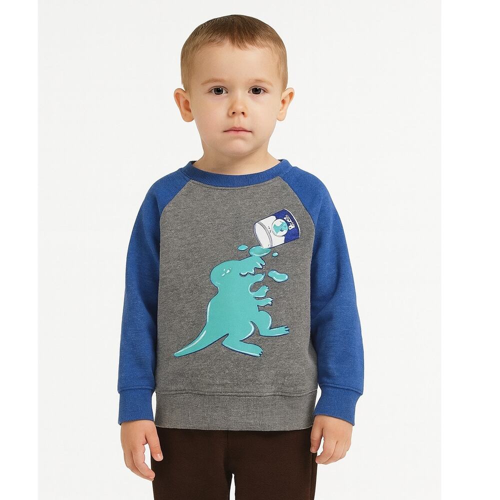 Boys Dinosaur Graphic Sweatshirt – Size 5T – Gray & Blue Long Sleeve Pullover